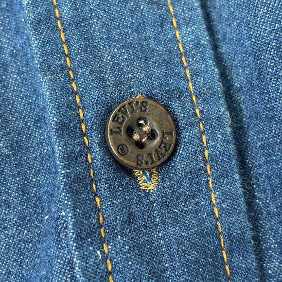 Levi’s Orange Tab Vintage Chambray Button Up Shirt Womens M Blue 60s 70s Hippie - Picture 5 of 11